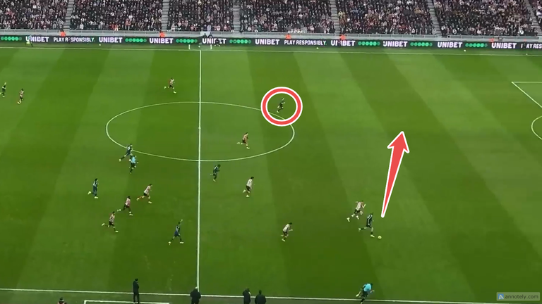 Newcastle's Nick Woltemade had the chance to play in Anthony Gordon (circled) against Sunderland