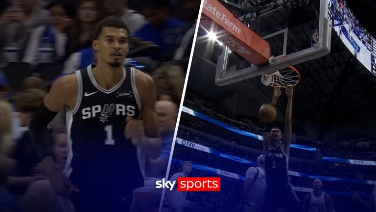 Watch the best of Wembanyama against the Mavericks, as he scores 40 in Spurs season opene.