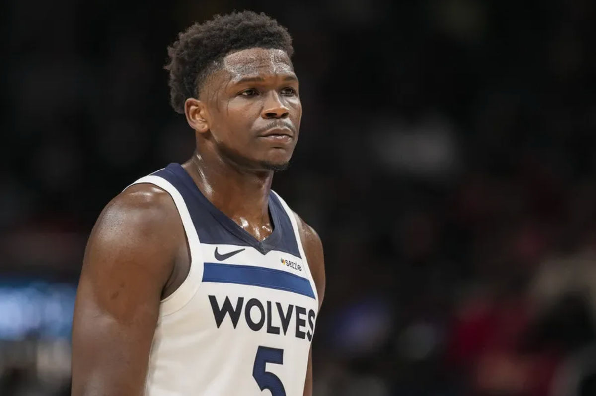 Dec 31, 2025; Atlanta, Georgia, USA; Minnesota Timberwolves guard Anthony Edwards (5) on the court during the game against the Atlanta Hawks during the second half at State Farm Arena. Mandatory Credit: Dale Zanine-Imagn Images