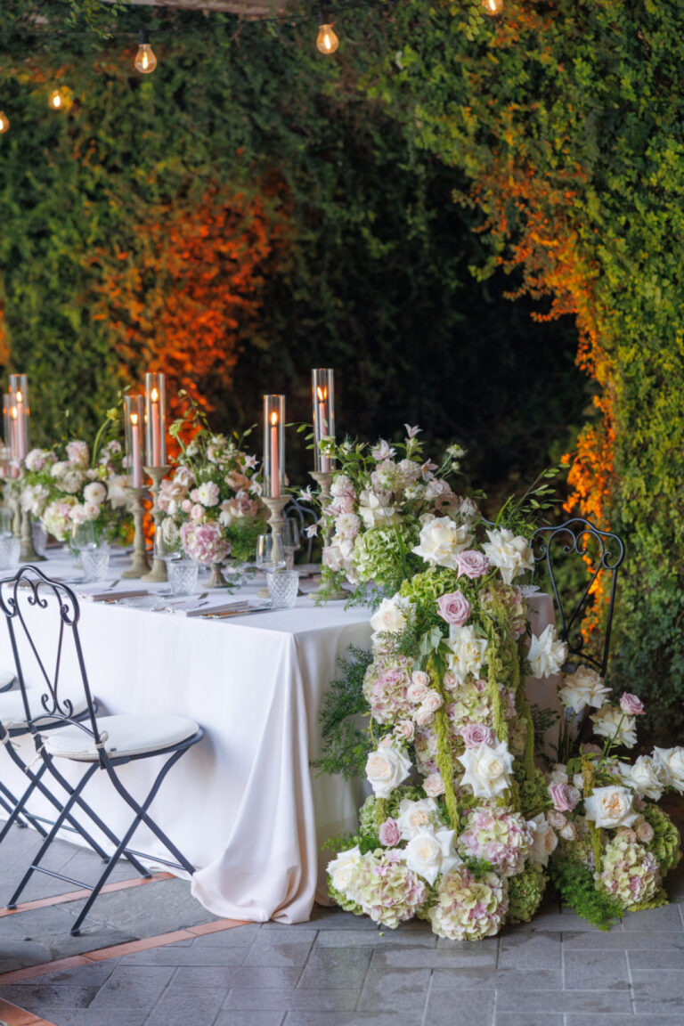 A Classic Lake Como Wedding with All-Black Attire and Candlelit Garden Romance