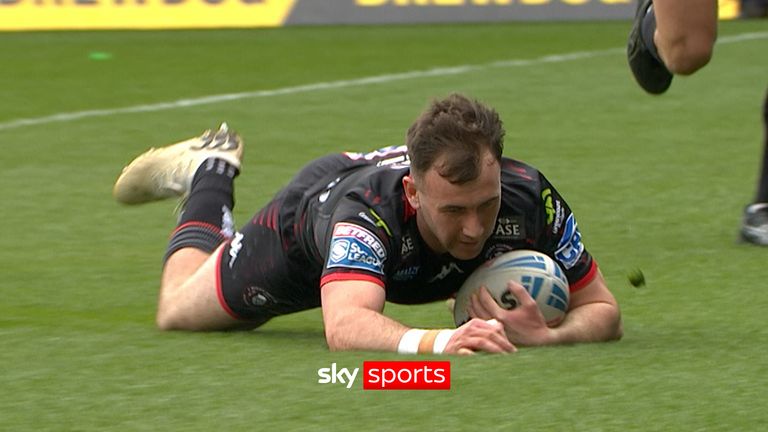 Harry Smith opens the scoring for Wigan Warriors with a well-taken try 