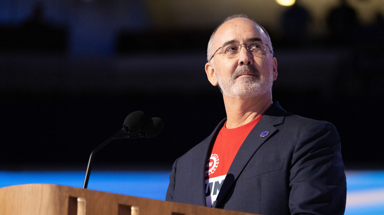 President of the United Automobile Workers Shawn Fain at the Democratic National Convention.