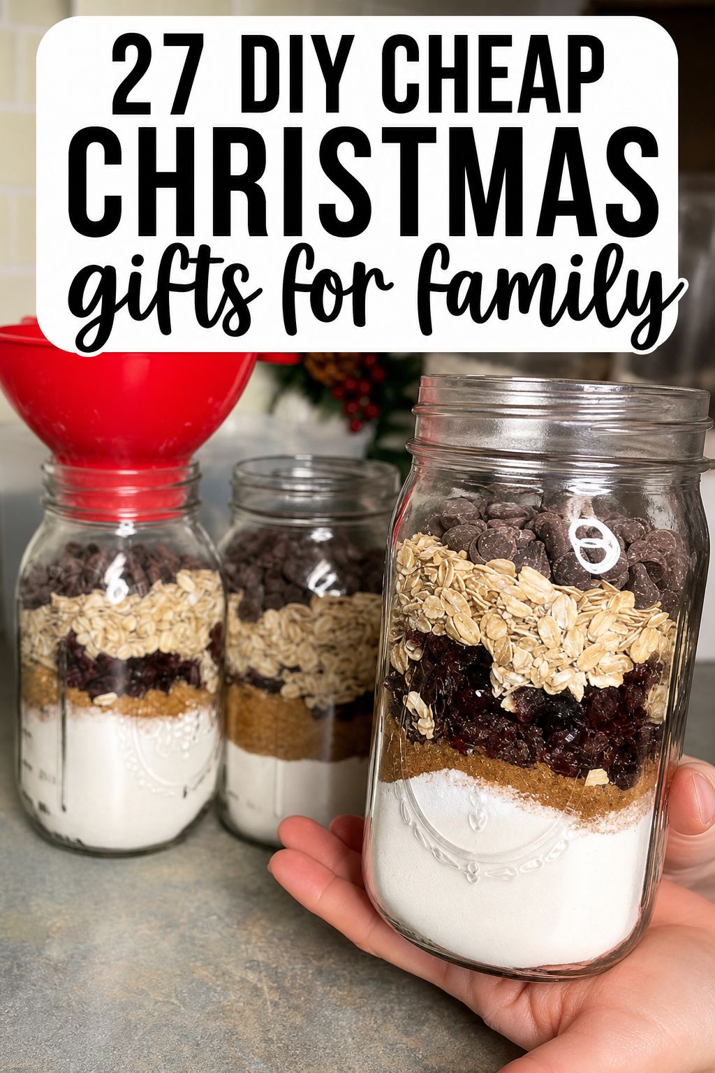 Cookie Mix in a Jar as a cheap Christmas gift for family