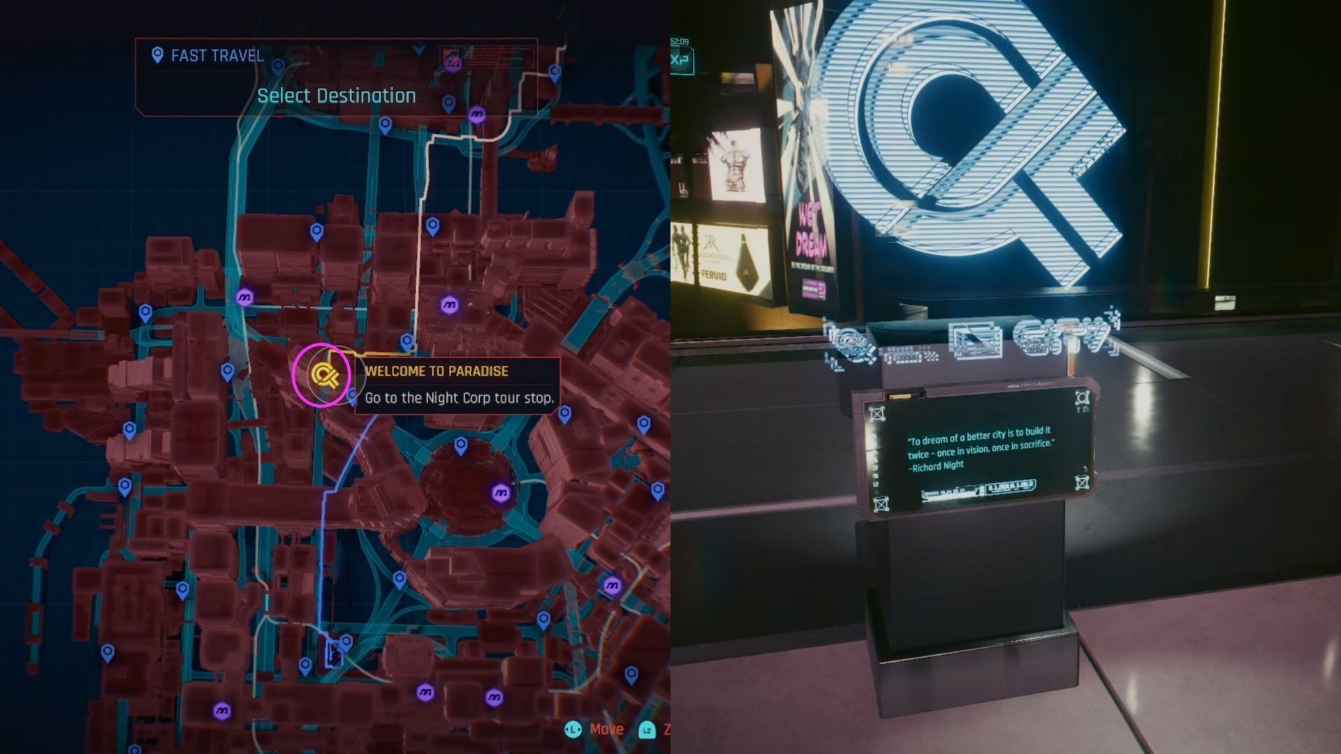 Here's the first stop, and what the tour stops actually look like (Image via CDPR || Sportskeeda)