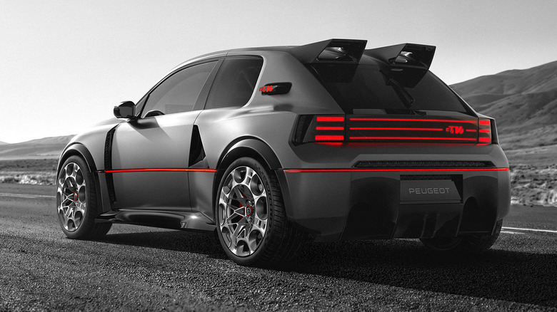 Rear 3/4 view of the Peugeot E-T16 concept