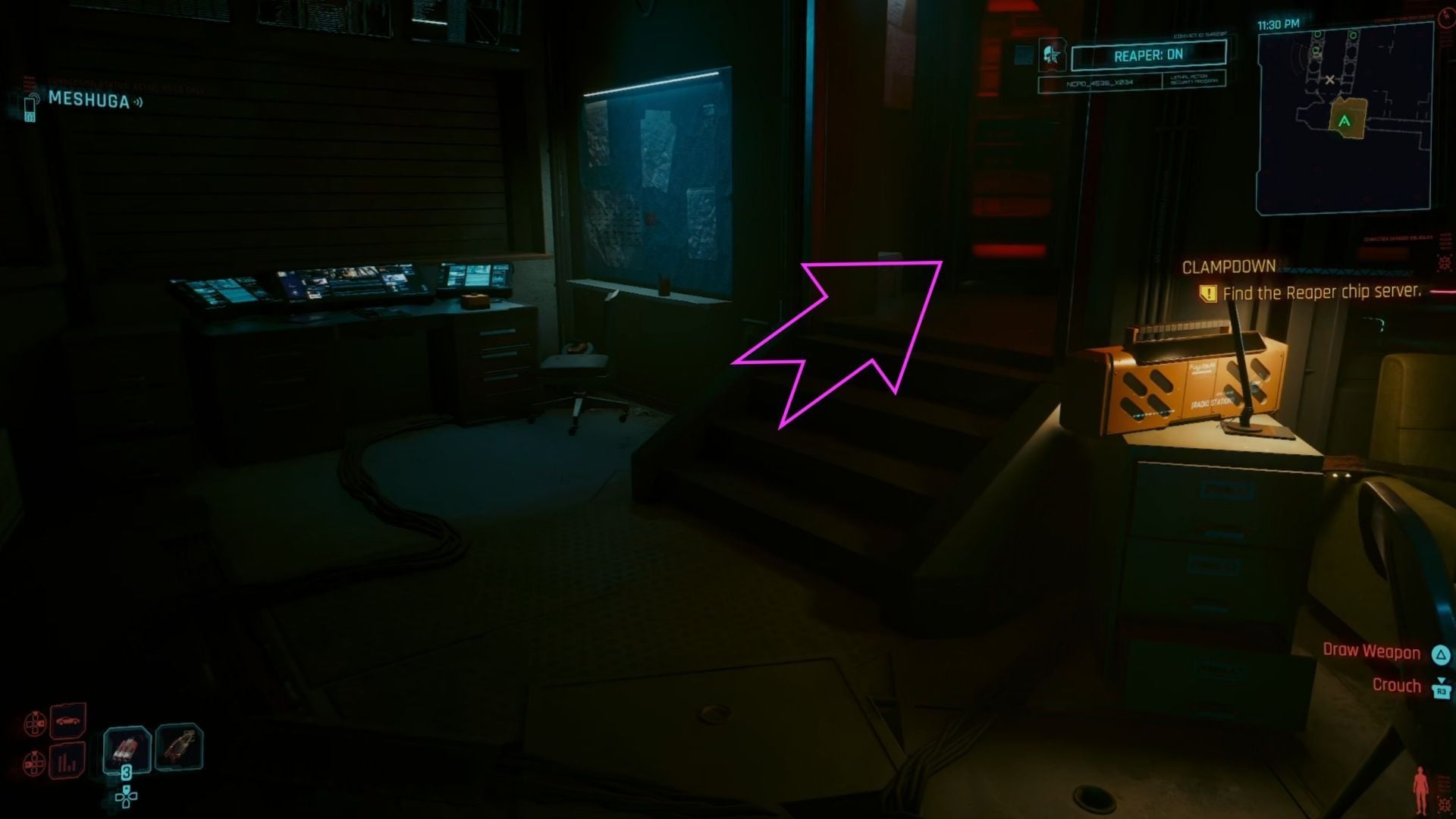 The red light is your clue to find the servers (Image via CDPR || Sportskeeda)