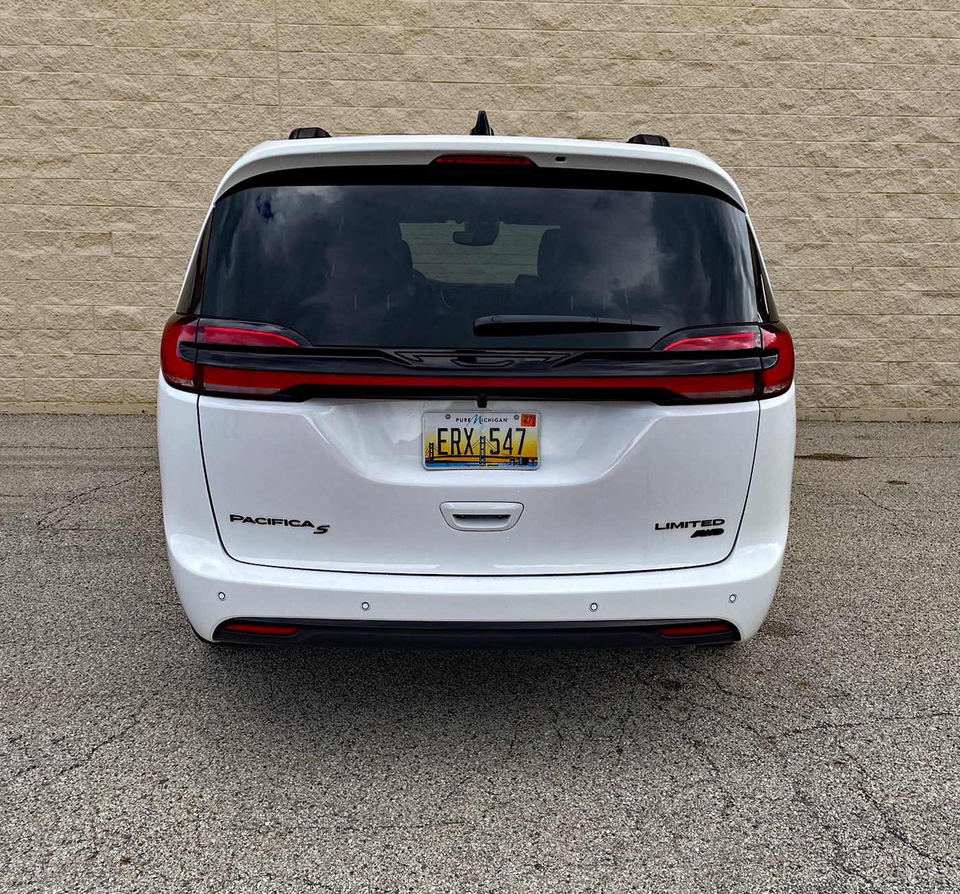 2027 Chrysler Pacifica Limited in Bright White with S Appearance Package, rear view,