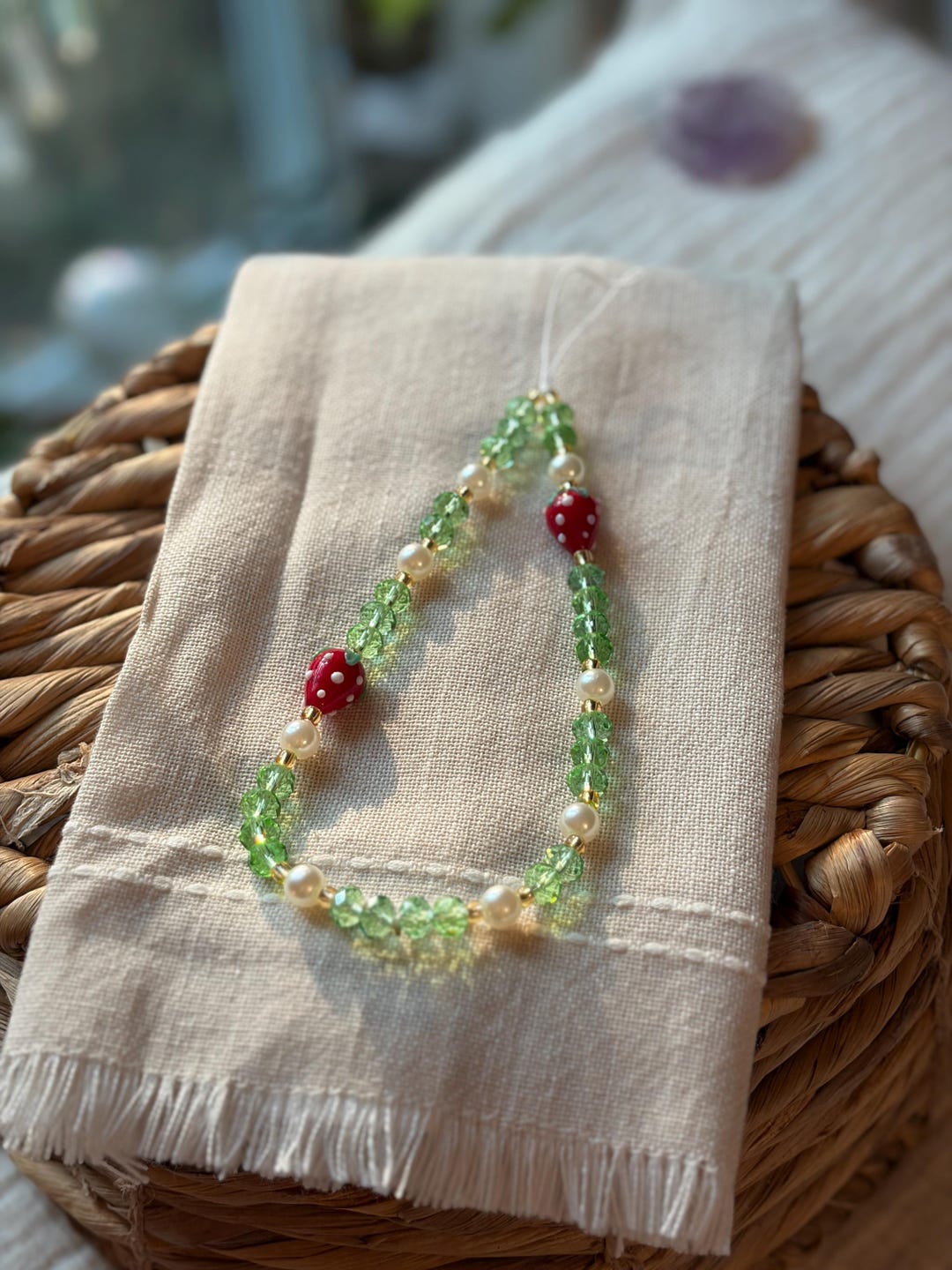 Strawberry Pearl Phone Charm Strap