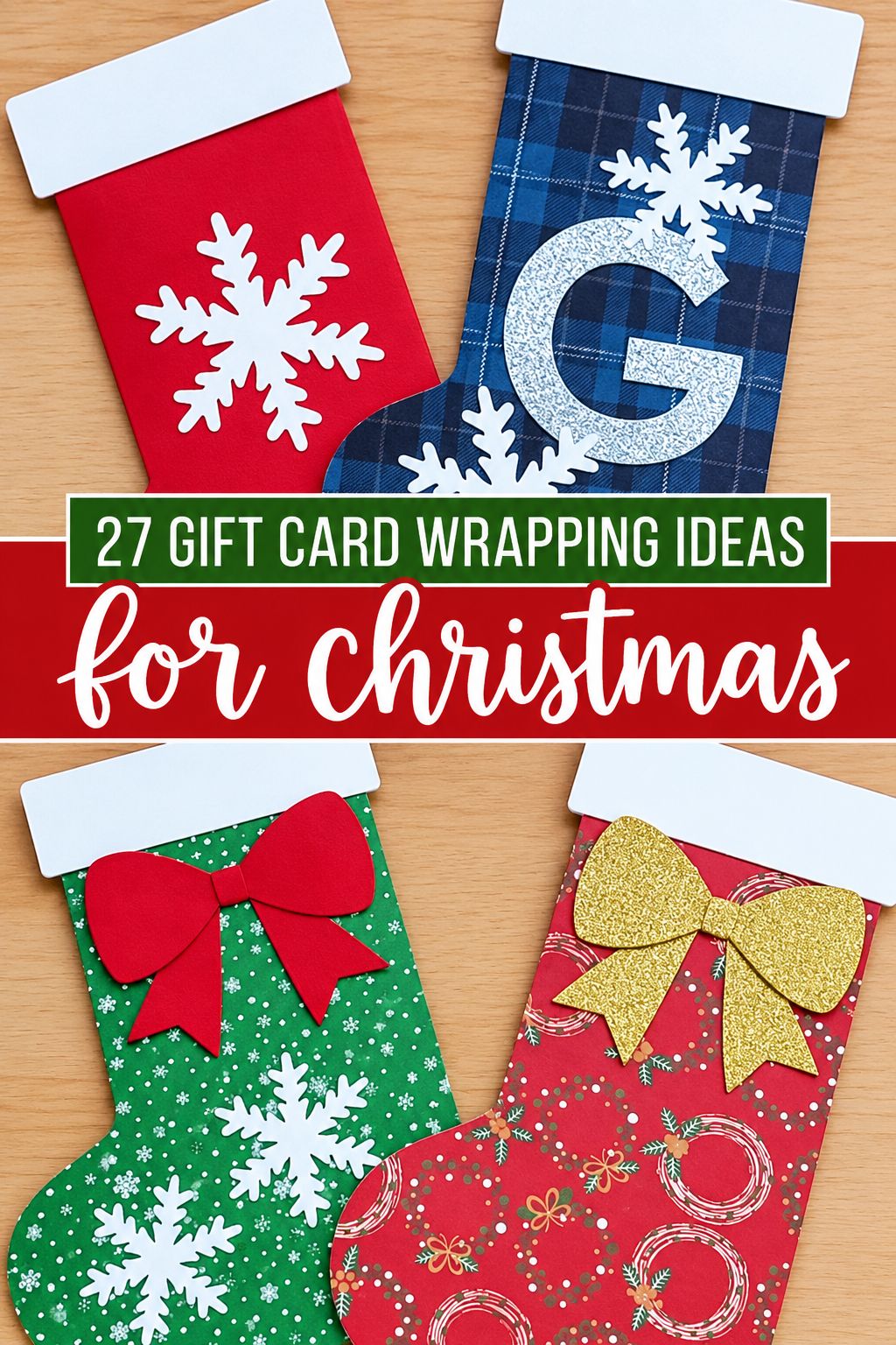 paper christmas stocking gift card wrapping