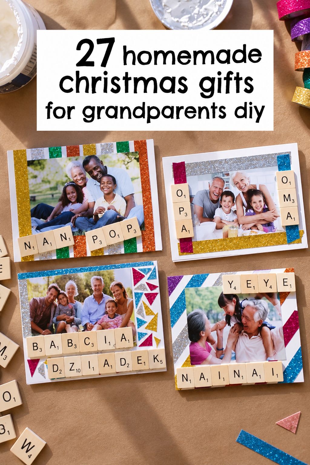 wooden tile christmas card christmas gifts for grandparents